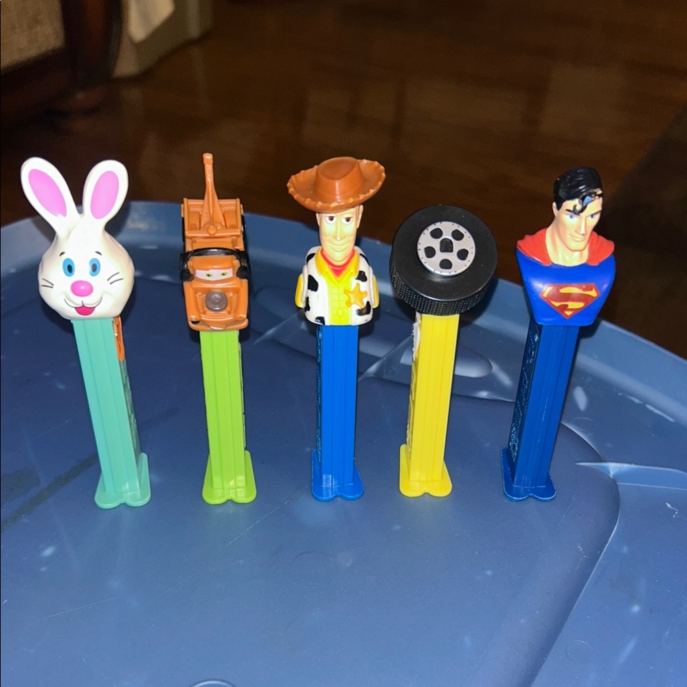 Assorted Pez Character Candy Dispensers - Bunny, Truck, Woody, Tire, Superman